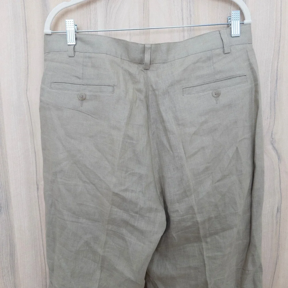 Vintage Joseph & Feiss Mens Linen Pants 35 Tan Pleated Resort Trousers Old Money
